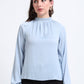 Crinkled Raw-Edge Blouse - Sky