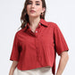 Solid Boxy cropped shirt - Rose