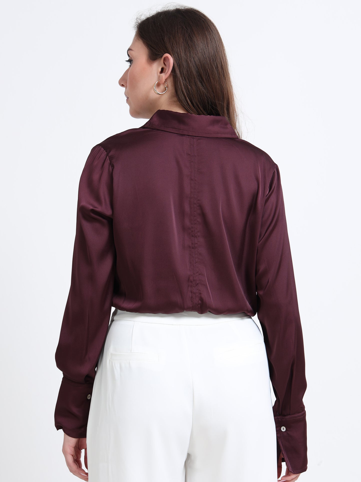 Luxe Satin Crop Top - Wine