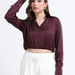 Luxe Satin Crop Top - Wine